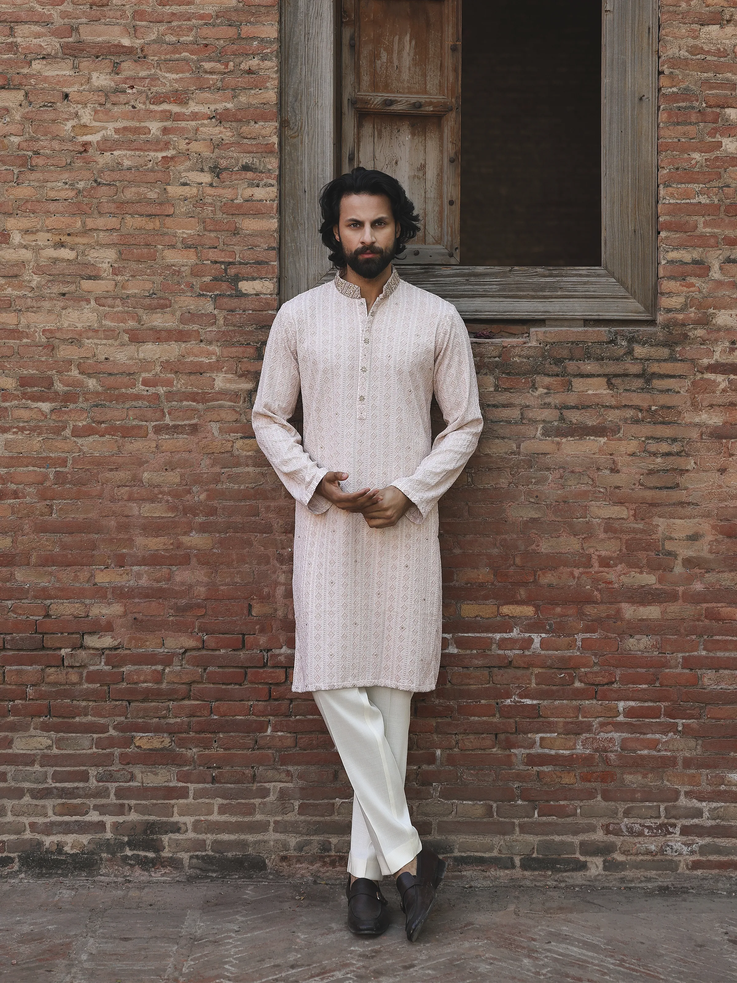 Embroidered Schiffli Kurta Pajama - ECMTKP5-014