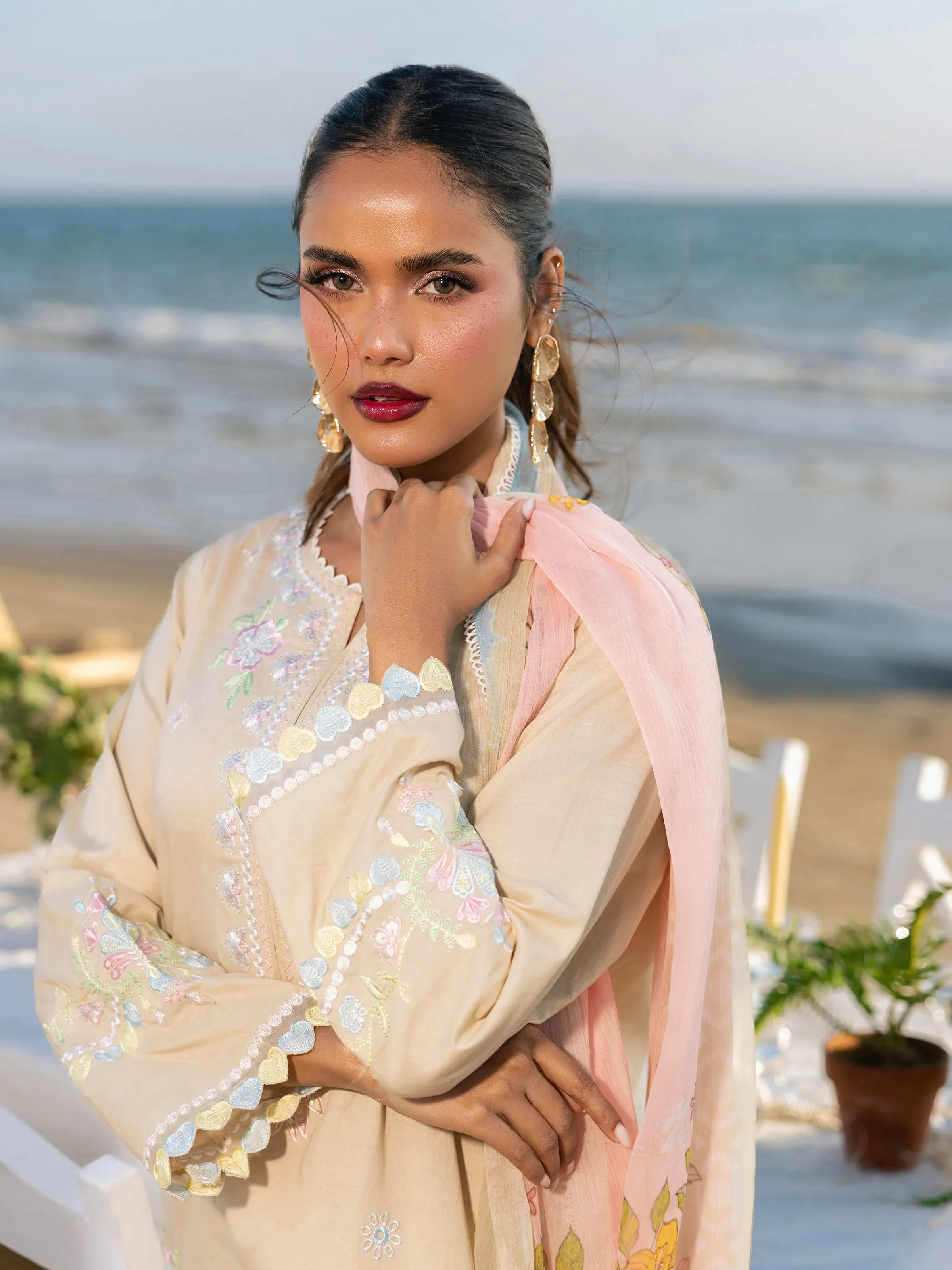 Embroidered Cambric Suit - EWU6V2-33446-3P - Image 2