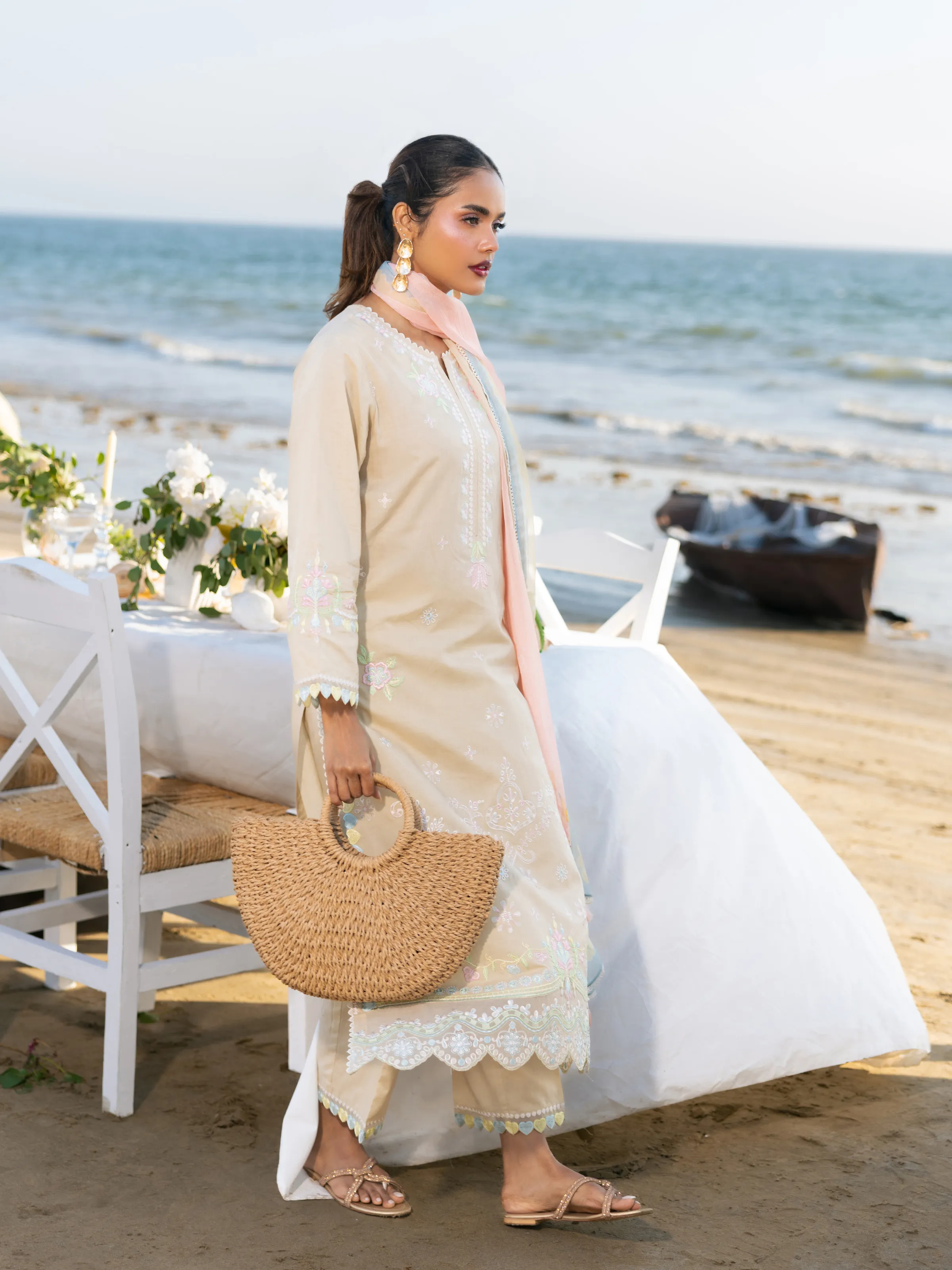 Embroidered Cambric Suit - EWU6V2-33446-3P - Image 4