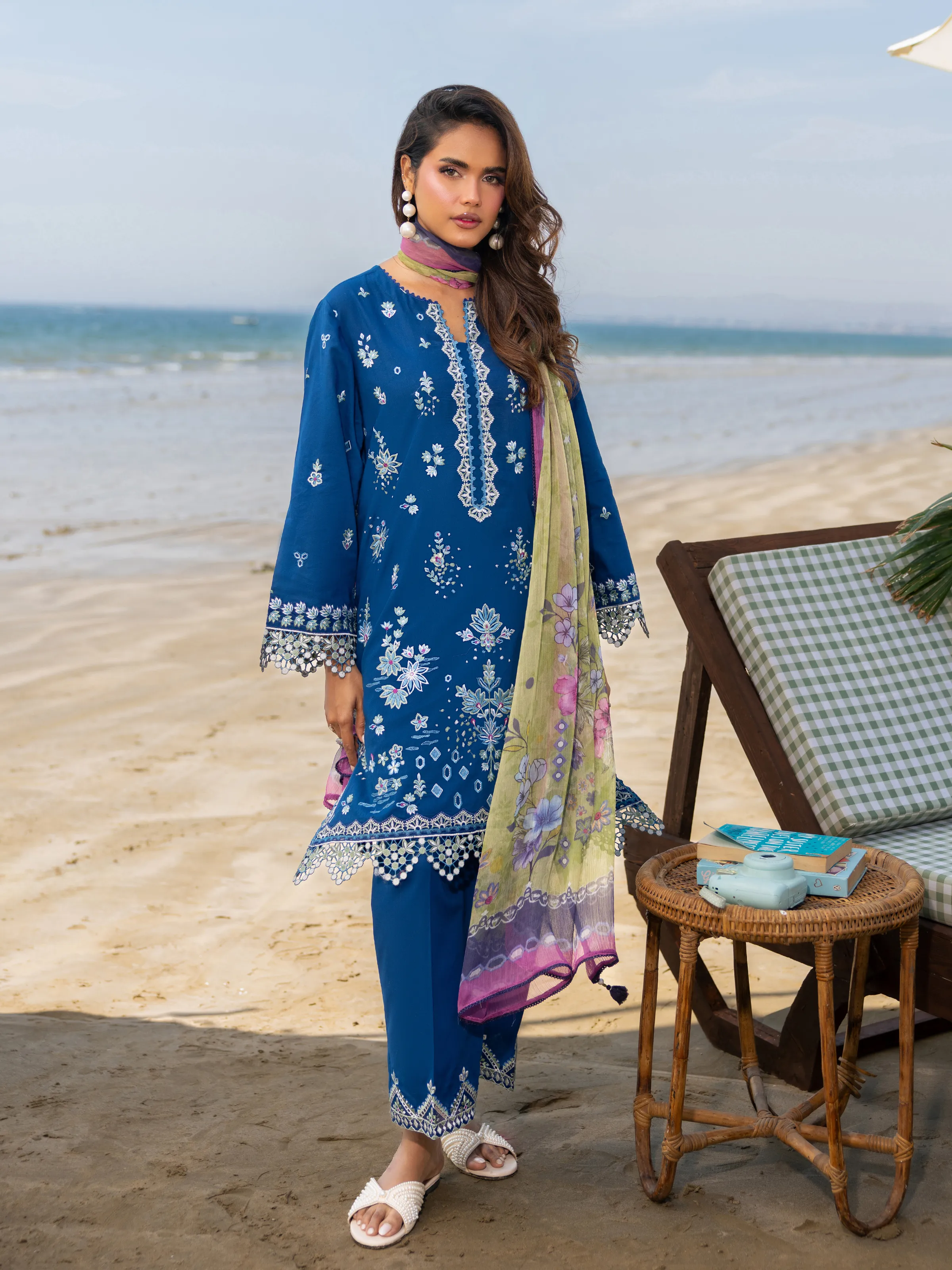 Embroidered Cambric Suit - EWU6V2-33448-3P - Image 3