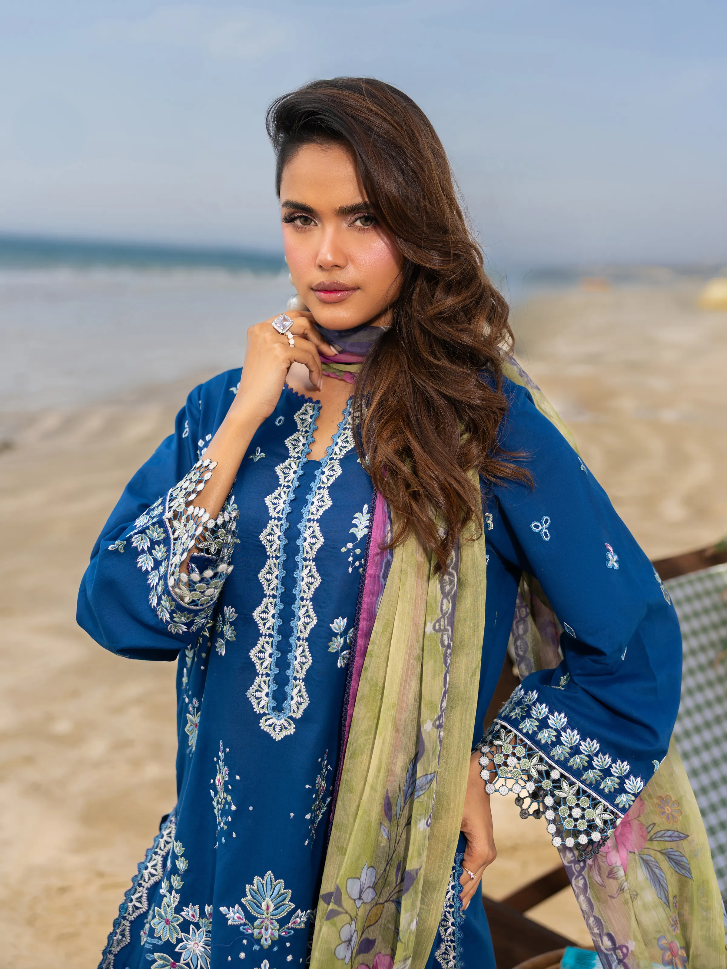 Embroidered Cambric Suit - EWU6V2-33448-3P - Image 4