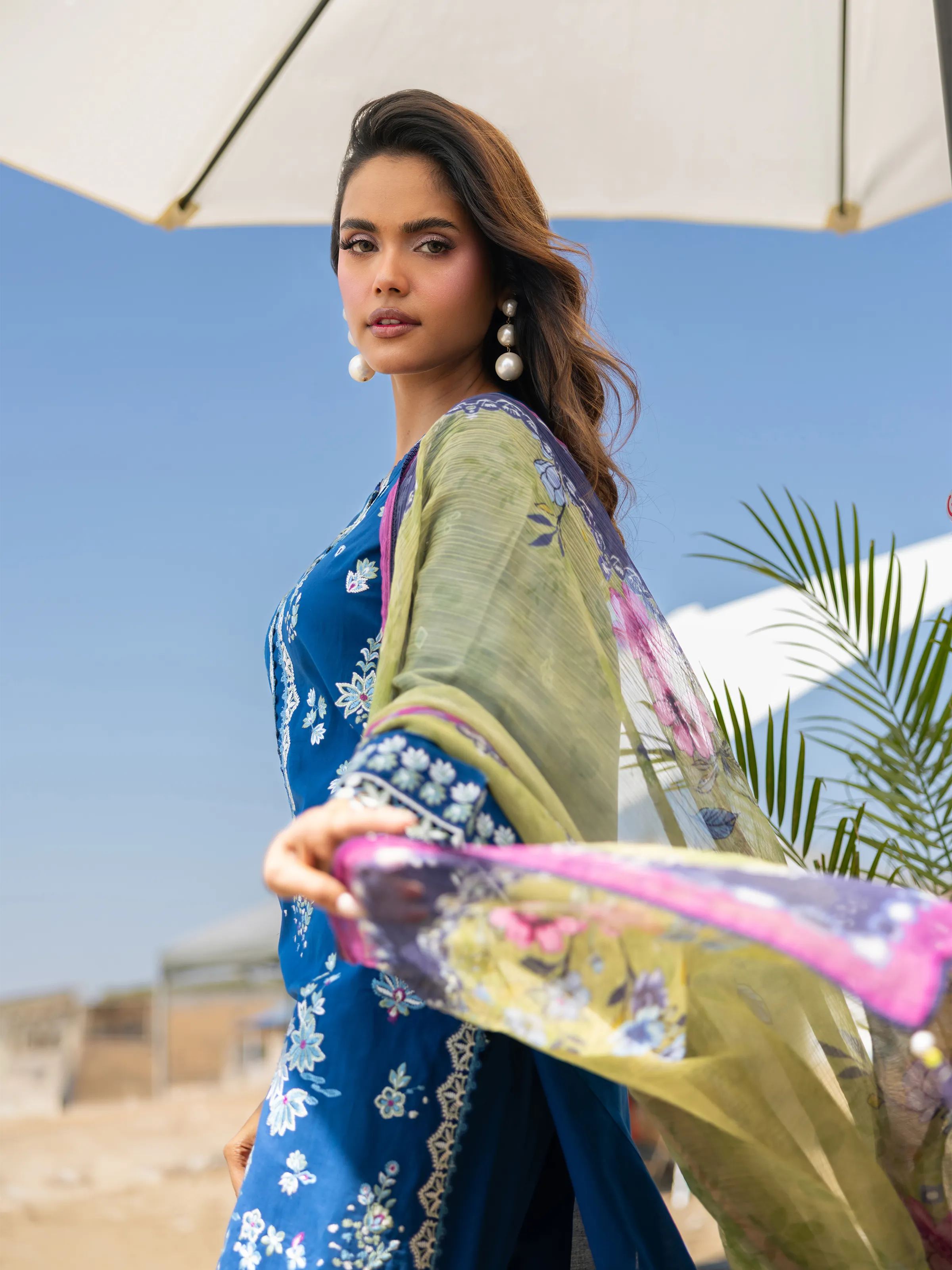 Embroidered Cambric Suit - EWU6V2-33448-3P - Image 5