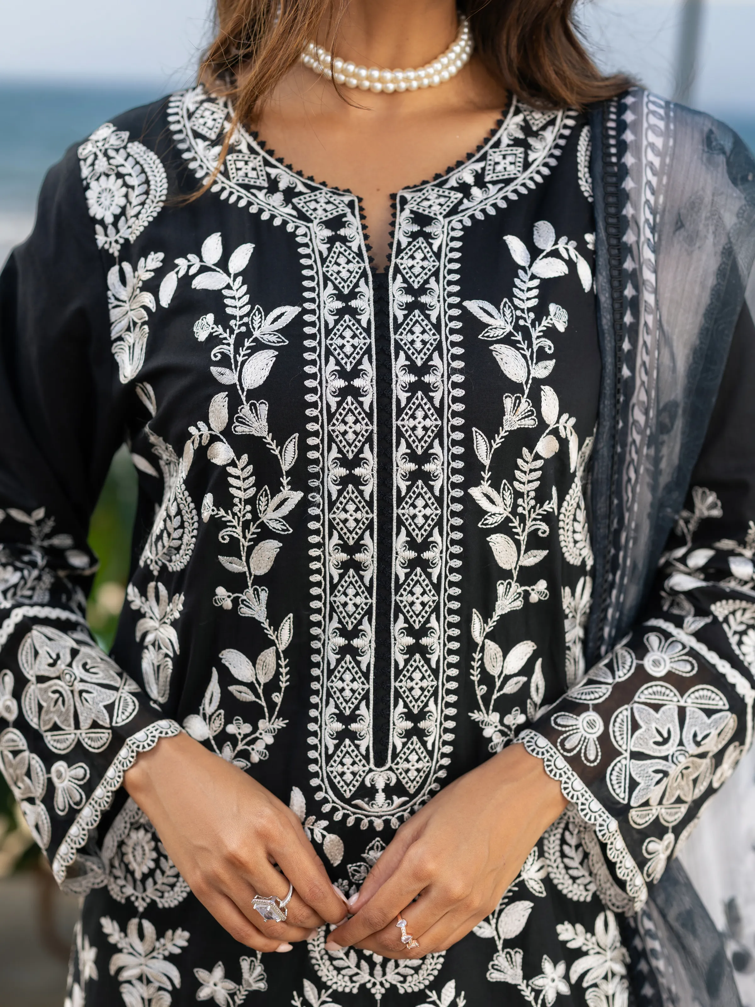 Embroidered Cambric Suit - EWU6V2-33449-3P - Image 3
