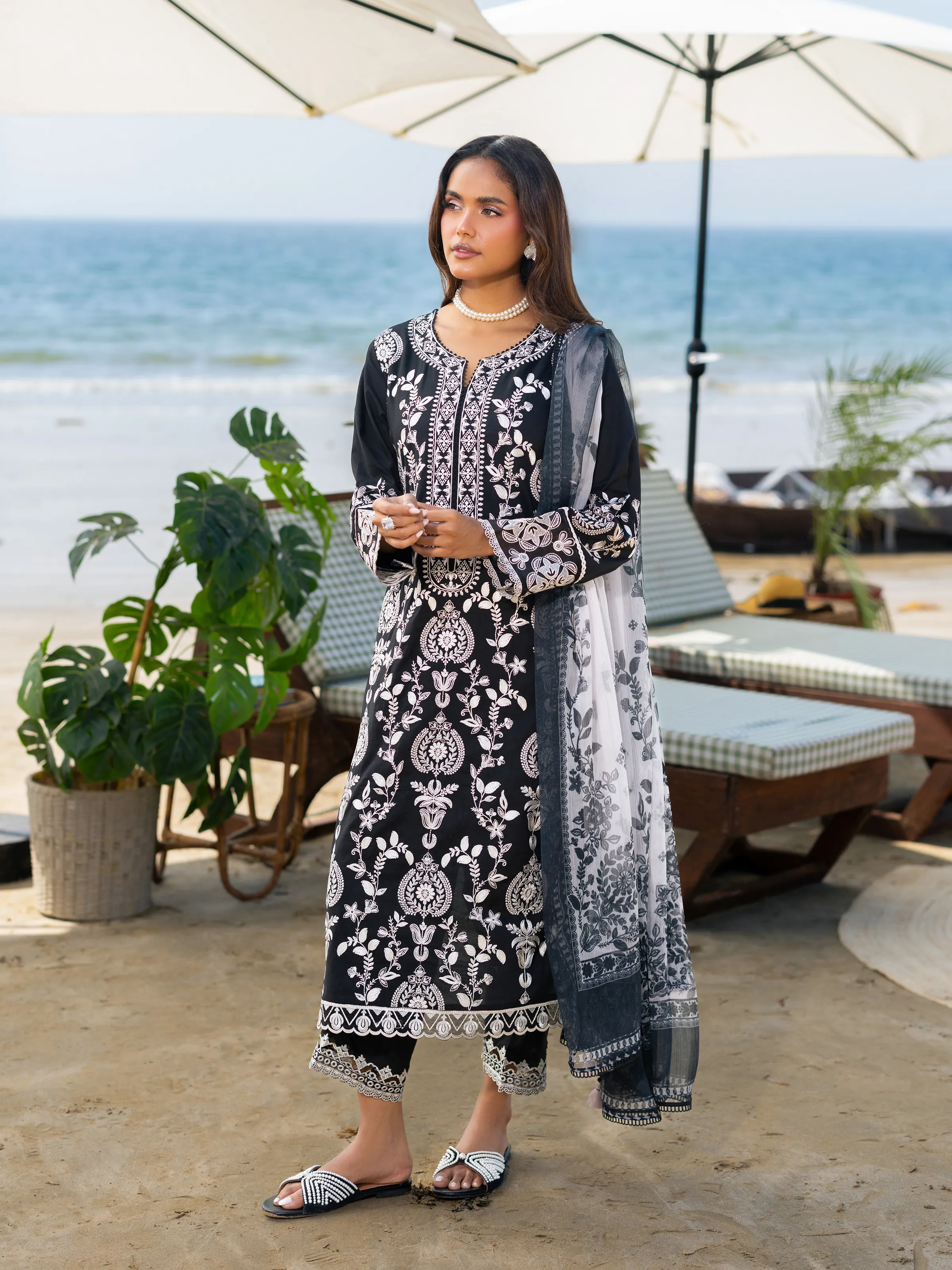 Embroidered Cambric Suit - EWU6V2-33449-3P - Image 4