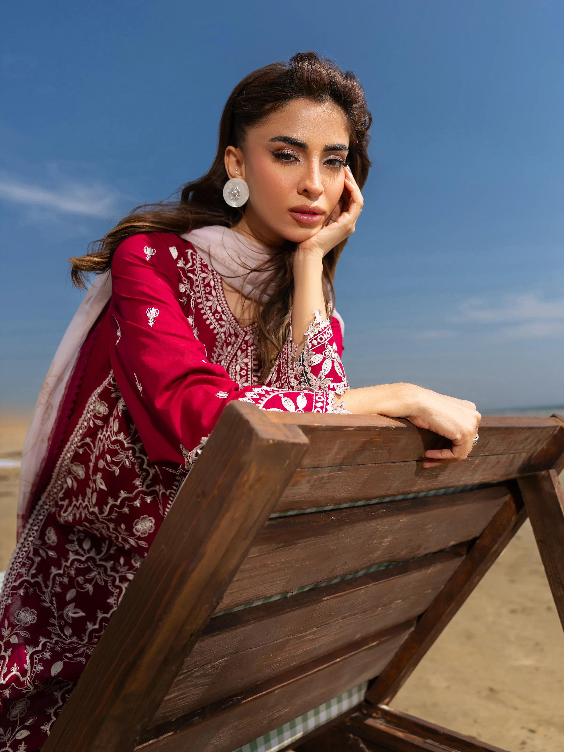 Embroidered Cambric Suit - EWU6V2-33452-3P - Image 5